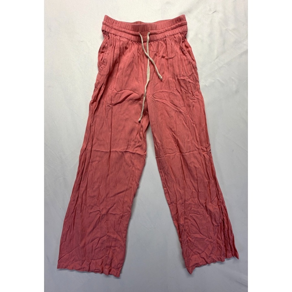 Billabong Ankle Pants Womens XS Coral Pink Elastic Drawstring Waist Wide Leg